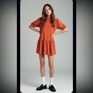 Chic Soul Orange Puffy Ruffled Sleeves & Collar Top Size: XL